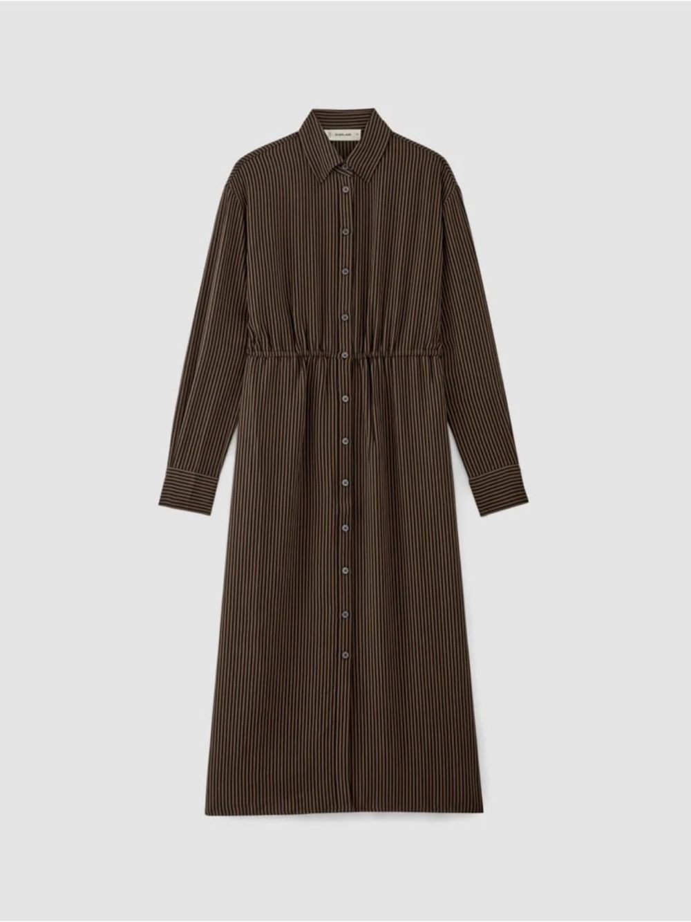 Everlane Mini Jacquard Stripe Shirt Dress – Brown/Black – XL